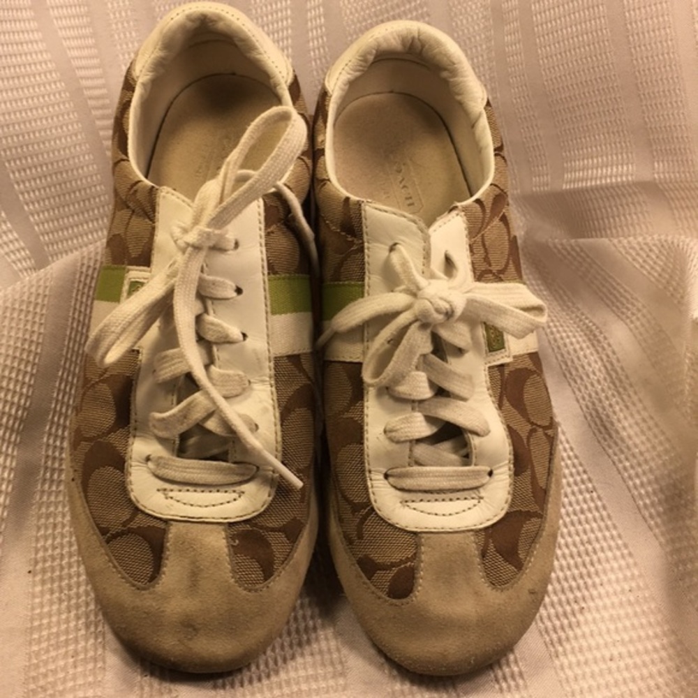 Coach iconic monogrammed canvas/leather sneakers